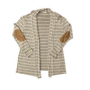 Women's 12PM BY MON AMI Open Front Cardigan Sweater with Elbow Patches Sz Medium